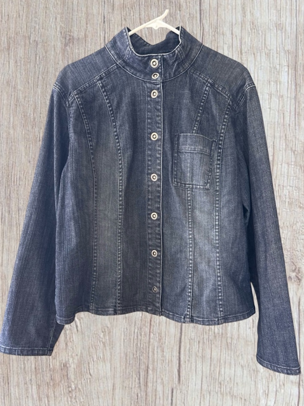 Chico's Platinum Denim Jacket Size L